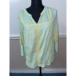 Crown & Ivy V Neck Blouse Size Medium-3/4 Sleeve
